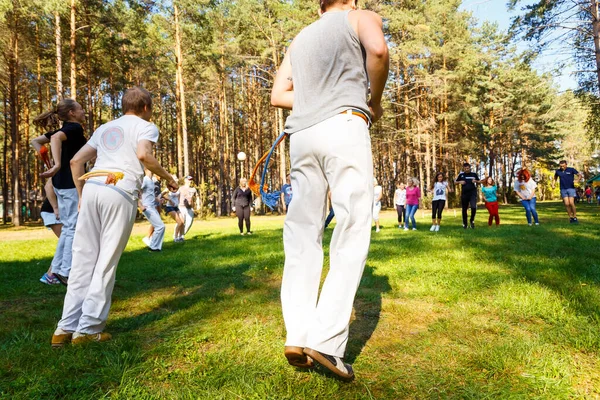 Grodno Belarus Sep Groupe Étudiants Capoeira Avec Maître Enseignant École — Photo