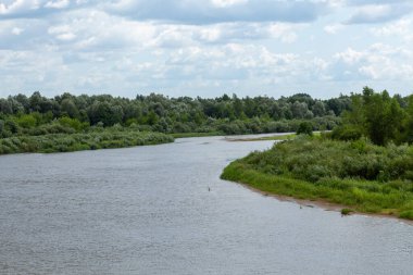 Kırsal bölgedeki Winding River 'a bakın. Dubno yakınlarındaki Belarus 'ta Neman Nehri' nin Picteresk doğası