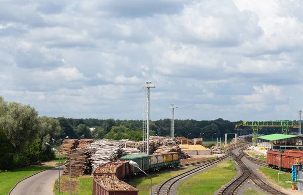 Almacén Materias Primas Madera Aire Libre Una Planta Procesamiento Madera — Foto de Stock