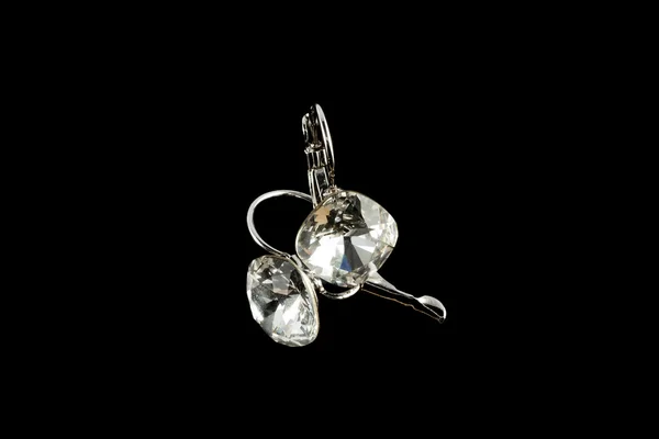 Boucles d'oreilles en argent avec cristaux — Photo