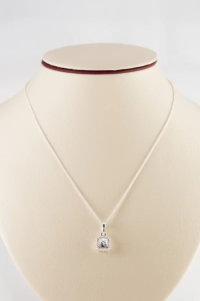 Stříbrný náhrdelník a přívěšek — Stock fotografie
