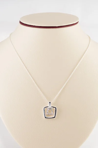 Silver necklace and pendant — Stock Photo, Image