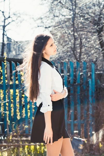 Beautiful girl in skirt — Stock Photo, Image