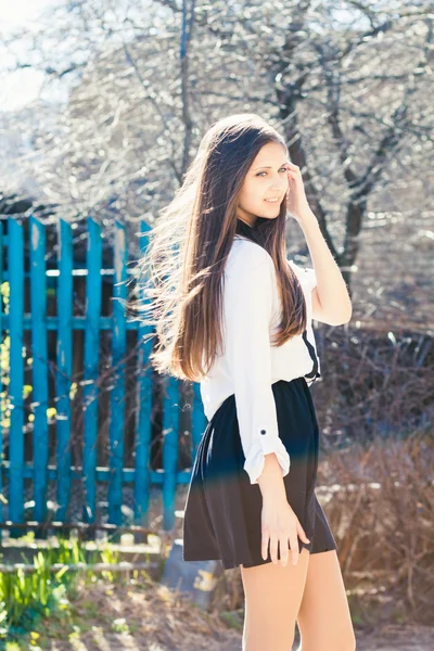 Beautiful girl in skirt — Stock Photo, Image