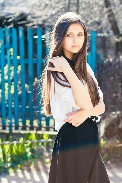 Beautiful girl in skirt — Stock Photo, Image