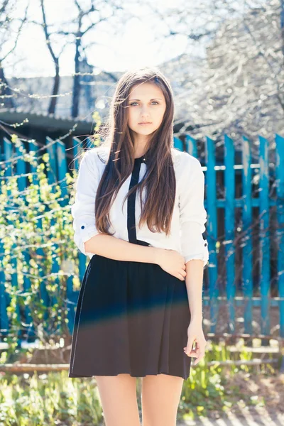 Beautiful girl in skirt — Stock Photo, Image