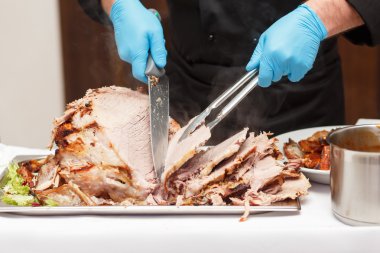 Adam oyma dilimleri, fırında jambon