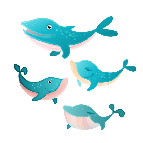 Four whales set — Stock Vector