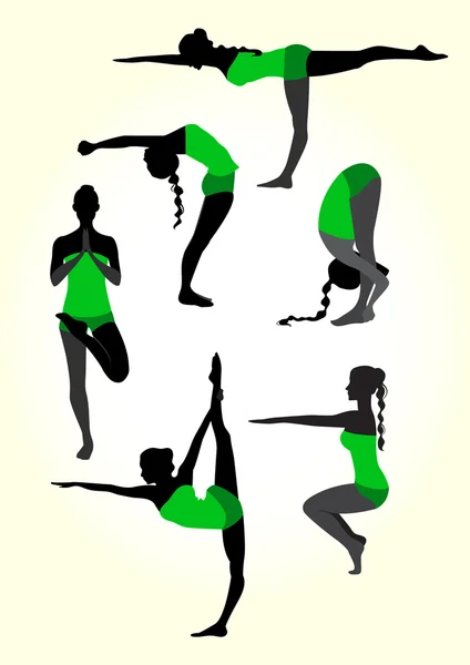 Silueta femenina de yoga — Vector de stock