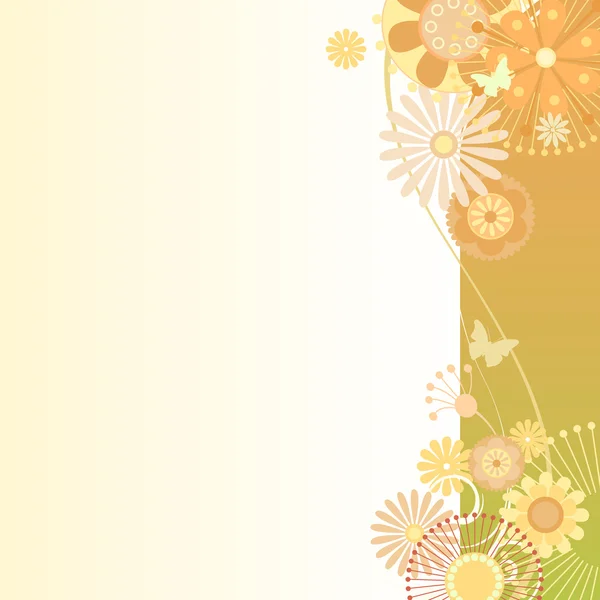 Fondo floral en naranja verdoso Vector de stock