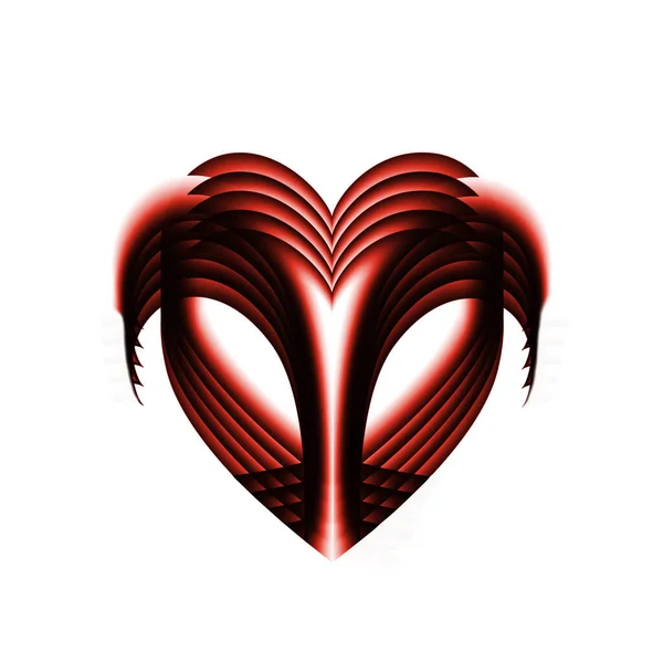 Layered Mask Red Black Middle Mask Heart Shaped — Stock Photo, Image