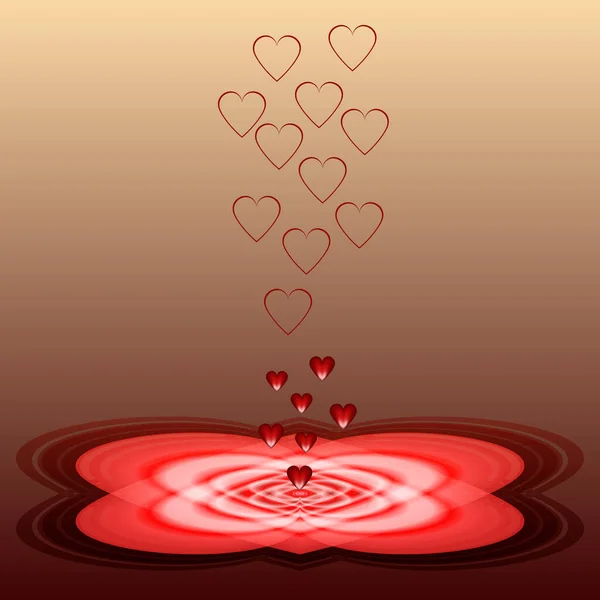 Символ Любви Сердце Форме Капель Которые Капают Создают Волны Форме — стоковое фото