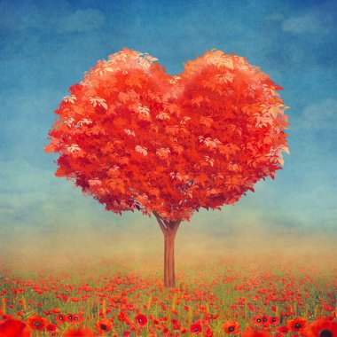 Alan, Sevgililer günü arka plan, illüstrasyon sanat kalplerin ağaç