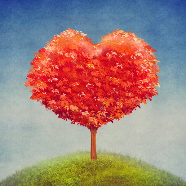 Tree of love in field, valentines day background,illustration art — Stock Photo, Image