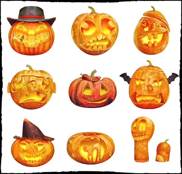 Set von bunten Halloween-Kürbissen, auf weißem Hintergrund — Stockfoto