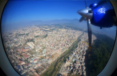 Uçak ışığı penceresi görünümü, Kathmandu