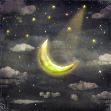 gece vakti yıldızlar ve ay ile