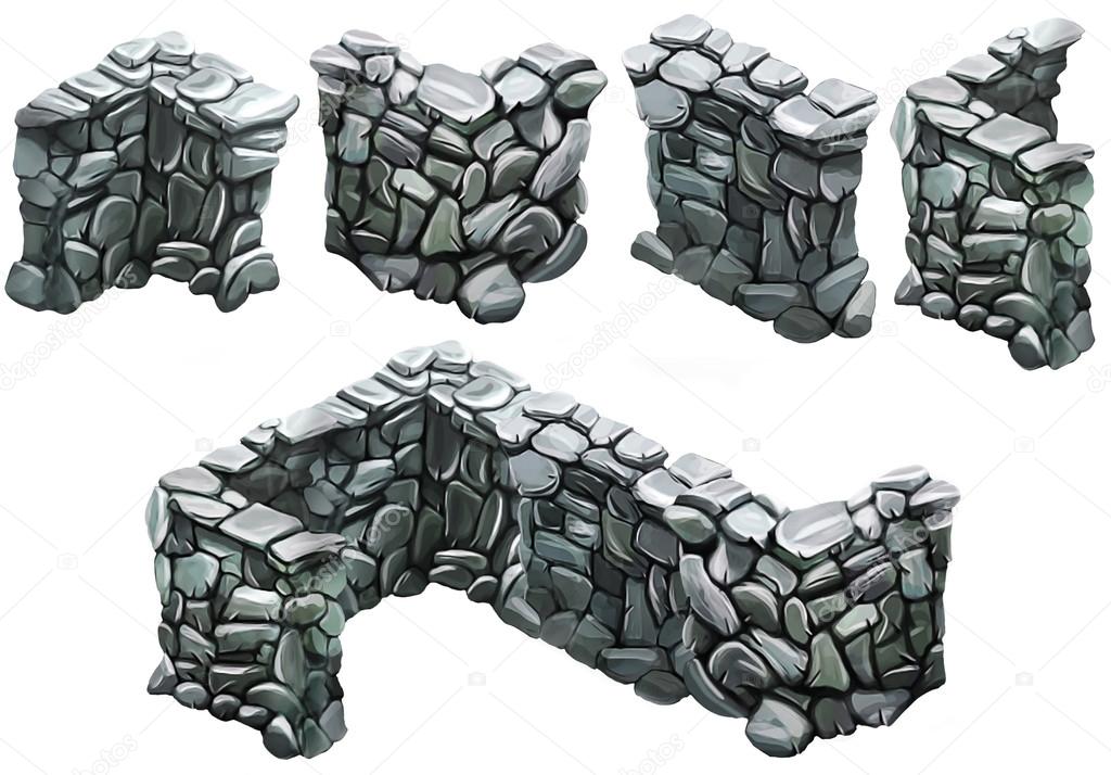 Brick and stone fence set