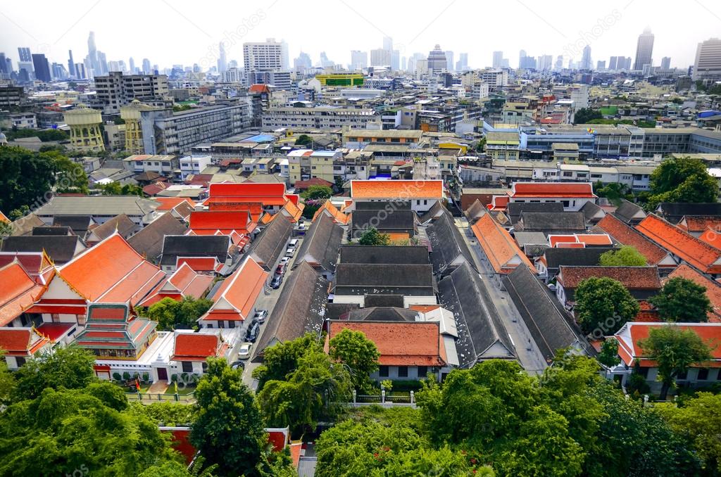 Aerial view of Bangkok from Golden Mount , Bangkok, Thailand