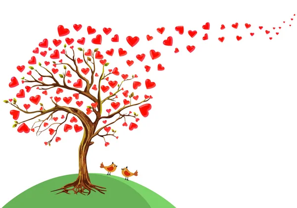 Ilustración vectorial del árbol de los corazones, fondo del día de San Valentín — Vector de stock