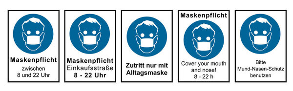 Set of signs relating to the mask requirement. Vector file