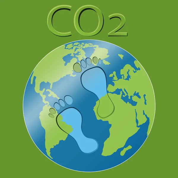 Co2 Footprints Earth Vector — Stock Vector