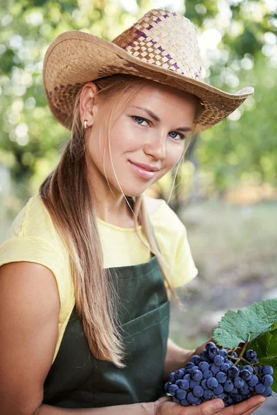 Woman with summer harvest — Stok fotoğraf