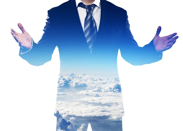 Double exposure of businessman — Stock Photo, Image