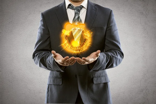 Businessman with fire — Stock Photo, Image