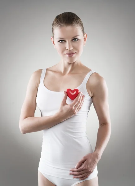 Vrouw met hart vorm — Stockfoto