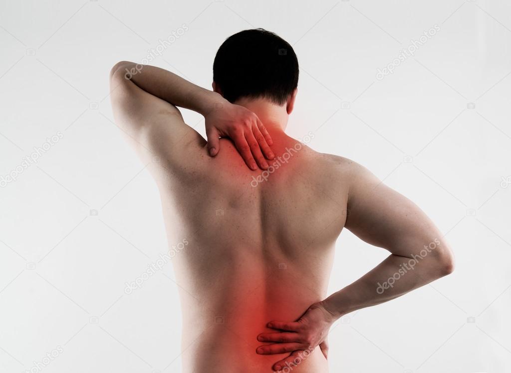 Backache on male body