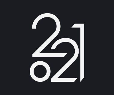 Mutlu yıllar 2021 metin tasarımı. Minimalist metin şablonu. Vektör illüstrasyonu