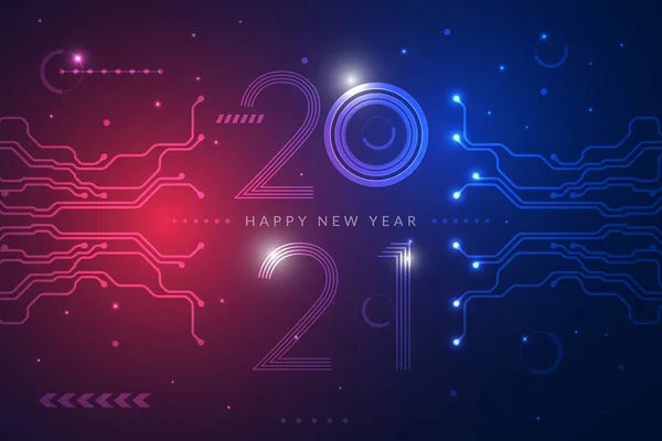 Mutlu yıllar 2021 metin tasarımı. Fütürist teknoloji geçmişi.