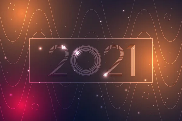2021年の新年のテキストデザイン 未来的な技術の背景 ベクターイラスト — ストックベクタ