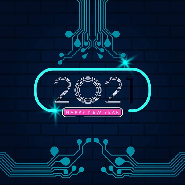2021 Год Новым 2021 Годом Текстовый Дизайн Технологией Печатных Плат — стоковый вектор