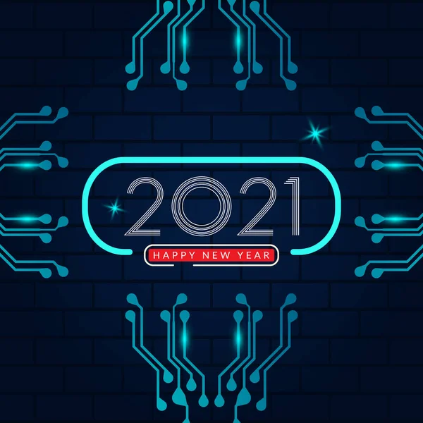 2021 Год Новым 2021 Годом Текстовый Дизайн Технологией Печатных Плат — стоковый вектор