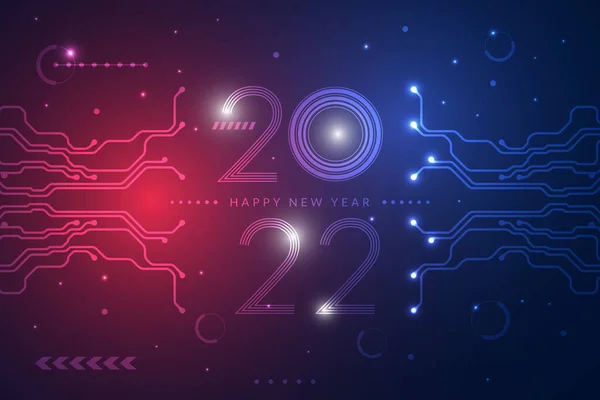 2022 Yılı Yeni Yılın Kutlu Olsun 2022 Devre Kartı Teknolojisi — Stok Vektör