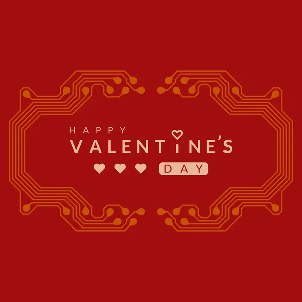 Fondo San Valentín Con Diseño Placa Circuito Impreso Ilustración Vectorial — Vector de stock