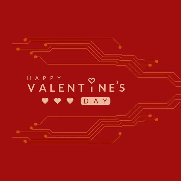 Fondo San Valentín Con Diseño Placa Circuito Impreso Ilustración Vectorial — Vector de stock