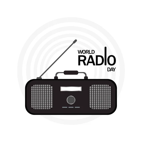 13 Şubat 'ta Dünya Radyo Günü. Simge Radyo Vektörü illüstrasyonu.