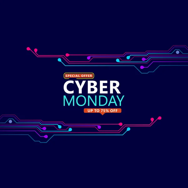 Cyber Lunedì Vendita Con Circuito Stampato Sfondo Design Moderno Illustrazione — Vettoriale Stock