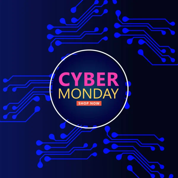 Cyber Monday Verkauf Mit Leiterplattenhintergrund Modernes Design Vektor Illustration — Stockvektor