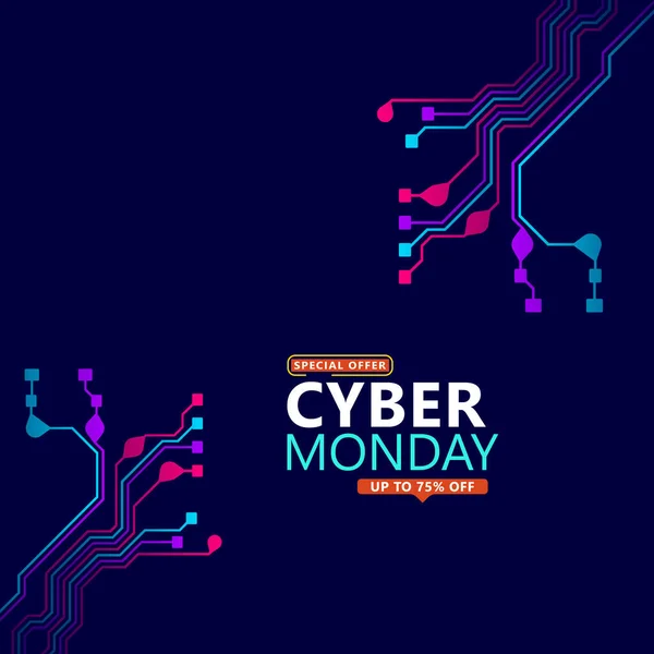 Cyber Monday Verkauf Mit Leiterplattenhintergrund Modernes Design Vektor Illustration — Stockvektor