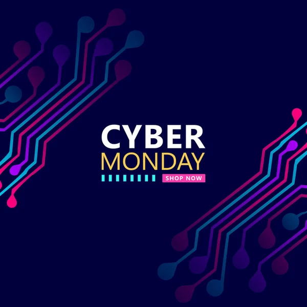 Cyber Monday Verkauf Mit Leiterplattenhintergrund Modernes Design Vektor Illustration — Stockvektor