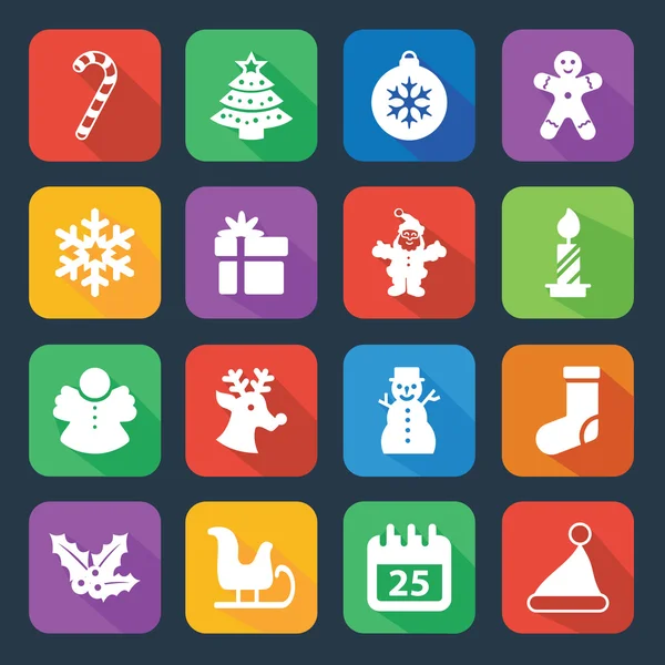 Kerst iconen instellen in vlakke stijl - illustratie Stockvector