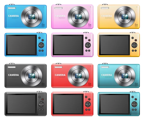 Set of small cameras — Stock Vector