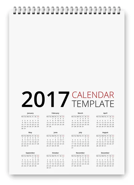 Calendrier 2017 vecteur — Image vectorielle