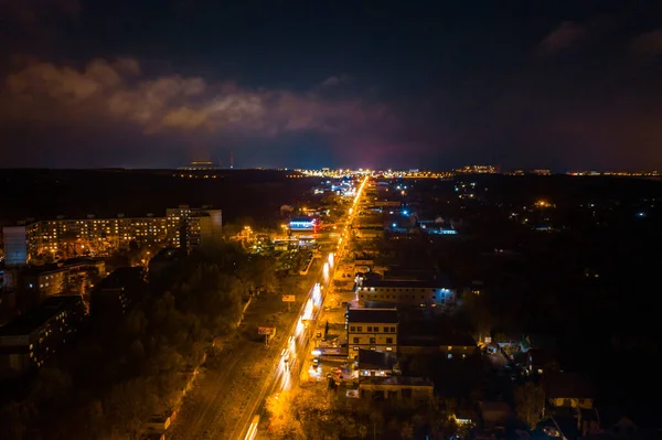 Estrada noite aérea — Fotografia de Stock