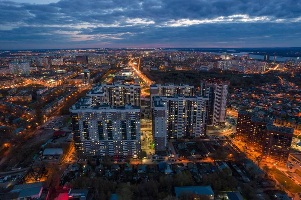 Città aerea notturna — Foto Stock