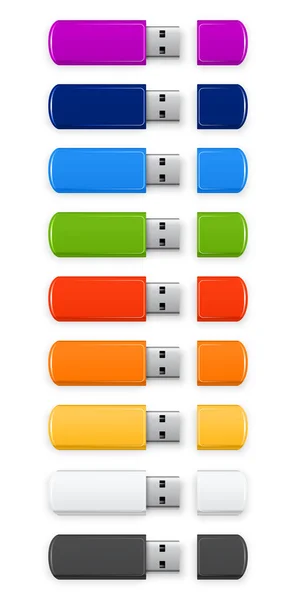 แฟลช USB สี — ภาพเวกเตอร์สต็อก